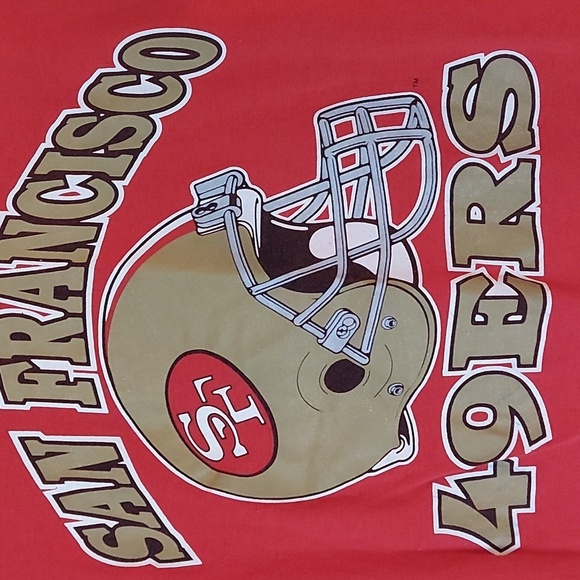 Vintage 1980s  San Francisco 49ers T Shirt.  Red Single Stitch Size Large - Picture 4 of 7